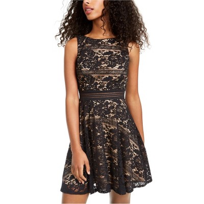 City Studio Womens Lace Fit & Flare Dress, Black, 3