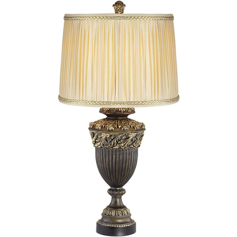 Barnes and Ivy Florencio Traditional Table Lamp 31" Tall Spanish Bronze Urn Loose Pleated Drum Shade for Bedroom Living Room Bedside Nightstand Office, 1 of 7