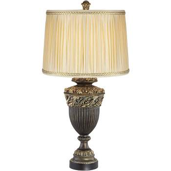 Barnes and Ivy Florencio Traditional Table Lamp 31" Tall Spanish Bronze Urn Loose Pleated Drum Shade for Bedroom Living Room Bedside Nightstand Office