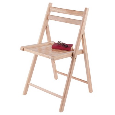 Natural Wood Armless Folding Reception Chairs, Set of 4