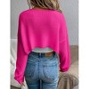 Womens Cropped Sweater Cardigan Sweater Knit Bolero Open Front Cropped Cardigan with Lantern Sleeve - 2 of 4