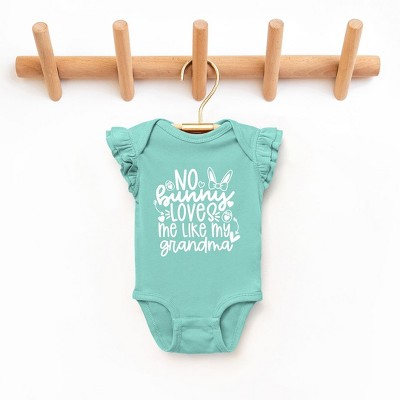The Juniper Shop No Bunny Loves Me Like Grandma Baby Flutter Sleeve Bodysuit