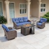 Belord Furniture Patio Set with 43" Propane Fire Pit Table, Patio Furniture Set with Sofa, 2 Swivel Patio Chairs, Accent End Table, and Fire Pit Table - 3 of 4