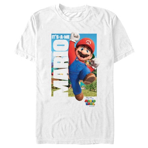 Men s The Super Mario Bros. Movie Mario It s A Me Poster T Shirt White 2X Large