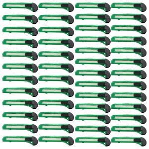 MotoProducts 50 Bulk 6" Box Cutters Green with Snap-Off Blades and Safety Locks - 1 of 4