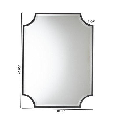Elegant Rectangular Leather & Wood Framed Wall Mirror 30"x40"