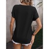 Women's Summer V-Neck Chain Striped Top Jacquard Top Casual Short Sleeved T-Shirt - 4 of 4