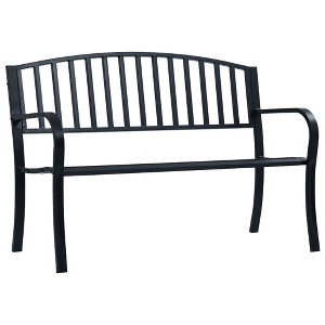 Garden Bench Black Powder-coated Steel 47.2 in Long Durable - 1 of 4