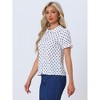INSPIRE CHIC Women's Elegant Puff Sleeve Polka Dots Peter Pan Collar Vintage Shirt Top - 3 of 4