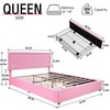 VECELO Upholstered Platform Bed Frame Platform with 4 Storage Drawers, Adjustable Velvet Rivets Headboard - 3 of 4