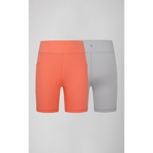 90 Degree By Reflex Girls 2 Pk Interlock Lanie Side Pocket Bike Short and Everyday Basic Bike Short - 1 of 4