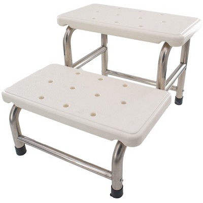 5 Star Super Deals Medical Stepping Foot Stool w/ 2 Stairs -  Non Slip Grip & Drainage Holes - Supports 450lbs For Bathtub, Shower, Kitchen, Bedroom