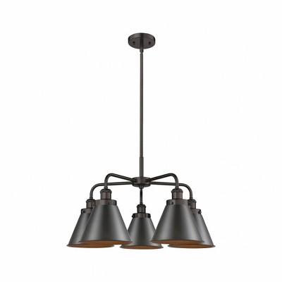 Ballston Urban - 5 Light Stem Hung Chandelier In Industrial Style-15.13 Inches Tall and 26 Inches Wide