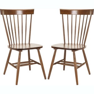 ADILE Spindle Back Dining Chair Set of 2, Dark Oak - 1 of 4