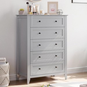 5-Drawer Wooden Dresser, Storage Cabinet Organizer for Office, Living Room, Hallway - 1 of 4