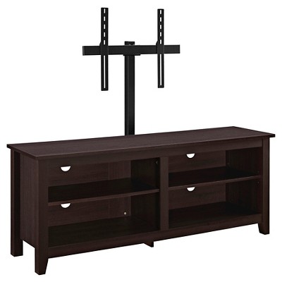 Farmhouse 4 Cubby Wood Open Storage with Mount TV Stand for TVs up to 65" - Saracina Home