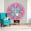 HomeRoots 88" X 84" Green Pink And White Floral Cotton Hanging Tapestry - 2 of 4