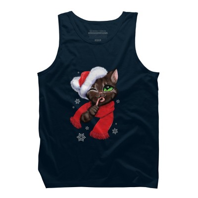 Men's Design By Humans Christmas cat By POLINART Tank Top