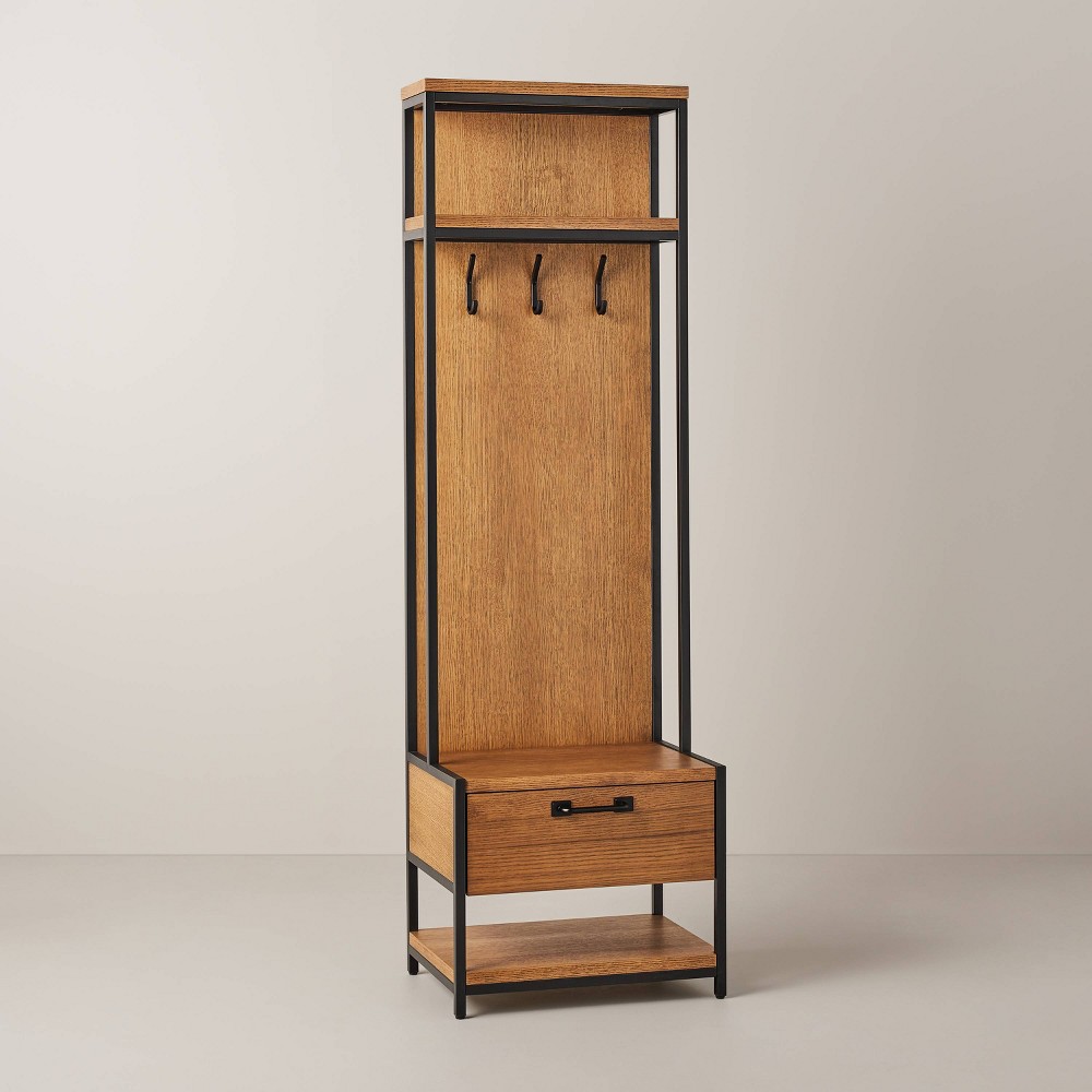 Photos - Other Furniture Modular Entryway Storage Cabinet with Hooks - Aged Oak - Hearth & Hand™ wi