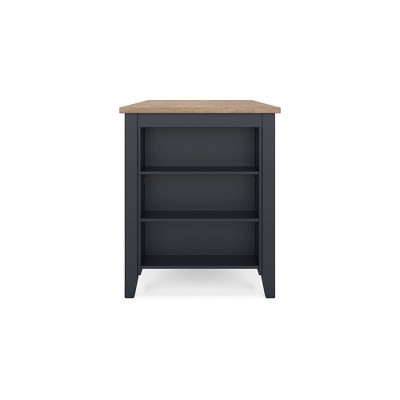 Beige and Blue Extendable Mango Wood Counter Height Dining Table