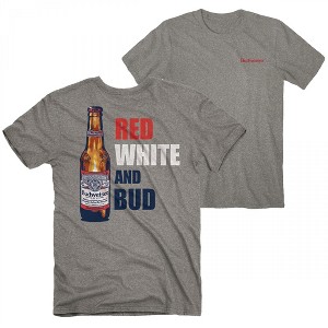 Mens Budweiser Red White and Bud Front and Back Print T-Shirt - 1 of 4