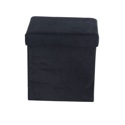 Storage Stool, Foldable Black Polyester Black - Olivia & May