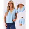 Allegra K Women's Lace Crochet Ruffles Cap Sleeves Swiss Dots V Neck Blouse - 2 of 4