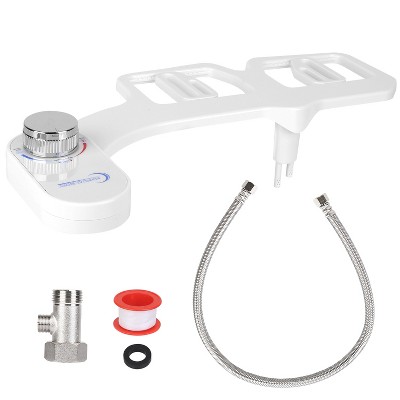 iMountek"Non-Electric Cold Water Mechanical Bidet Seat Attachment with Dual Nozzles for Feminine Wash"White