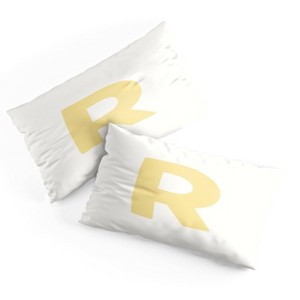 Deny Designs April Lane Art Block Yellow Monogram R Microfiber Printed Pillow Sham - 1 of 3