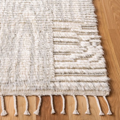Ivory Shag Hand-Knotted Wool-Viscose Blend Rectangular Rug