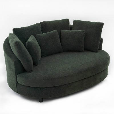 Hrinhom 70.1"W Modern Chenille Accent Chair with 7 Pillows,Loveseat