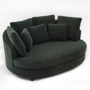 Hrinhom 70.1"W Modern Chenille Accent Chair with 7 Pillows,Loveseat - 1 of 4