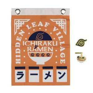 Naruto Anime Hidden Leaf Village Ichiraku Ramen Enamel Lapel Pin and Banner Set - 1 of 4