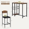 Bar Table Set for 2, Counter-Height Kitchen Dining Table with 2 Upholstered Chairs & Footrest, Space-Saving Barstools for Small Kitchens - 2 of 4