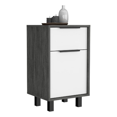 NicBex 16.14 inch Wide Nightstand with 1 Drawer,Modern Side Table with One Cabinet and Four Legs,Bedside Table for Bedroom,Living Room,Gray/Brown
