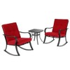 Sonkuki 3 Pieces Patio Bistro Set, Outdoor Funiture Set with 2 Rocking Chairs, Tempered Glass Top Coffee Table and Cushion - 2 of 4