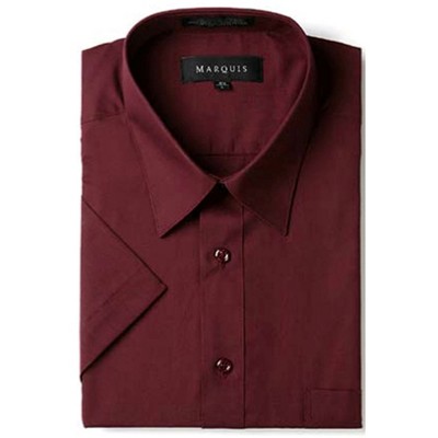 Marquis Men's Burgundy Short Sleeve Regular Fit Dress Shirt - Large : Target