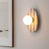 JONATHAN Y Tivoli Modern Minimalist 1-Light Ovoid Travertine LED Wall Sconce - 2 of 4