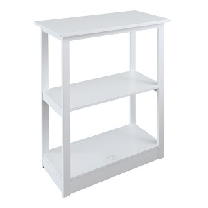 Flora Home 34" Adams 3 Shelf Bookcase with Concealed Sliding Track White: Modern Style, Hardwood Frame, Anti-Tip Design - 1 of 4