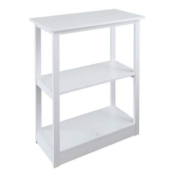 34" Adams 3 Shelf Bookcase with Concealed Sliding Track White - Flora Home