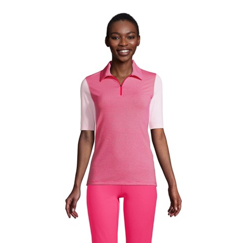 Do sammensnøret Fortære Lands' End Women's Moisture Wicking Upf Sun Elbow Sleeve Zip Front Polo  Shirt - Small - Hot Pink Stripe Mix : Target