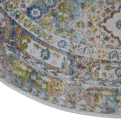 Regal Vintage Blue Diamond 48" Round Synthetic Area Rug