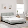 vidaXL Bed Frame with LED without Mattress "Hanko" Light Gray 53.9"x74.8" Velvet - 3 of 4