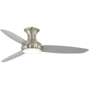 54" Minka Aire Modern Hugger Outdoor Ceiling Fan with LED Light Remote Control Brushed Nickel Opal Glass Wet Rated for Patio Porch - 1 of 4