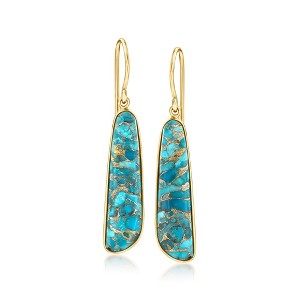 Ross-Simons Turquoise Drop Earrings in 18kt Gold Over Sterling - 1 of 3