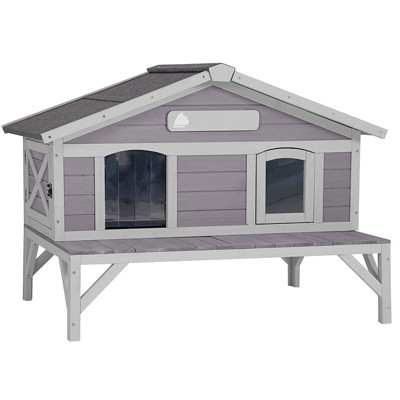 Aivituvin Premium Wooden Cat House for Feral Cats, Weatherproof Cat Shelter-AIR92