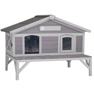 Aivituvin Premium Wooden Cat House for Feral Cats, Weatherproof Cat Shelter-AIR92 - 1 of 4