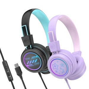 MEE audio KidJamz KJ55U (2 Pack) Safe Listening USB-C Headphones for Kids with LED Lights - 1 of 4