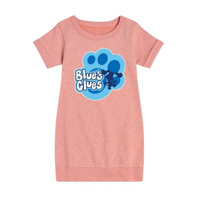 - Blue's Clues & You! - Blue Clues Paw Logo Graphic Short Sleeve Fleece Dress