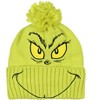 Dr. Seuss The Grinch Embroidered Design Adult Knit Scarf and Pom Cuffed Beanie Set Green - 2 of 4